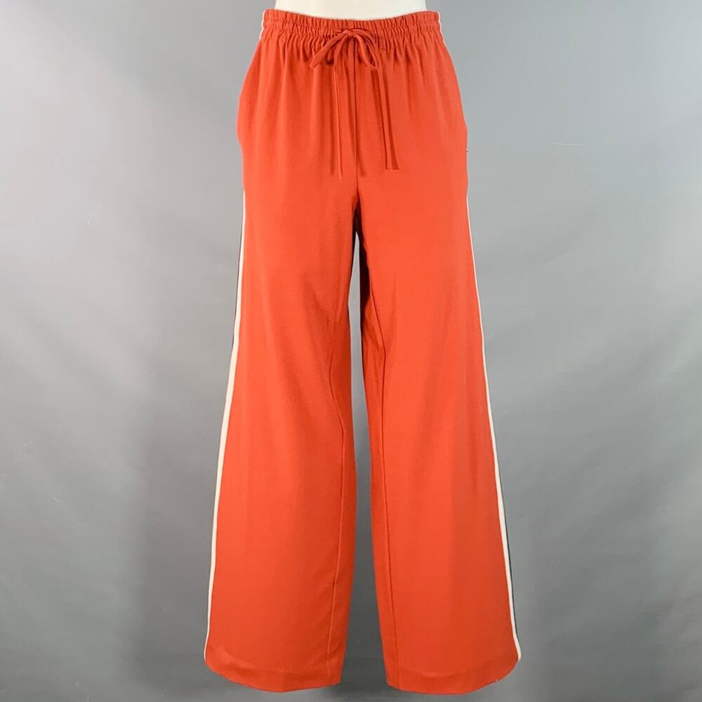 OTTOD'AME S Orange Blue White Polyester Blend Straight Drawstring Casual Pants